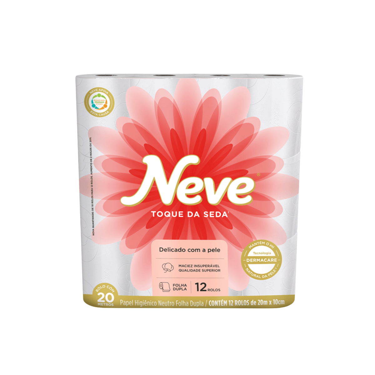 Papel Higiênico Folha Dupla 20m com 12 Rolos Neve